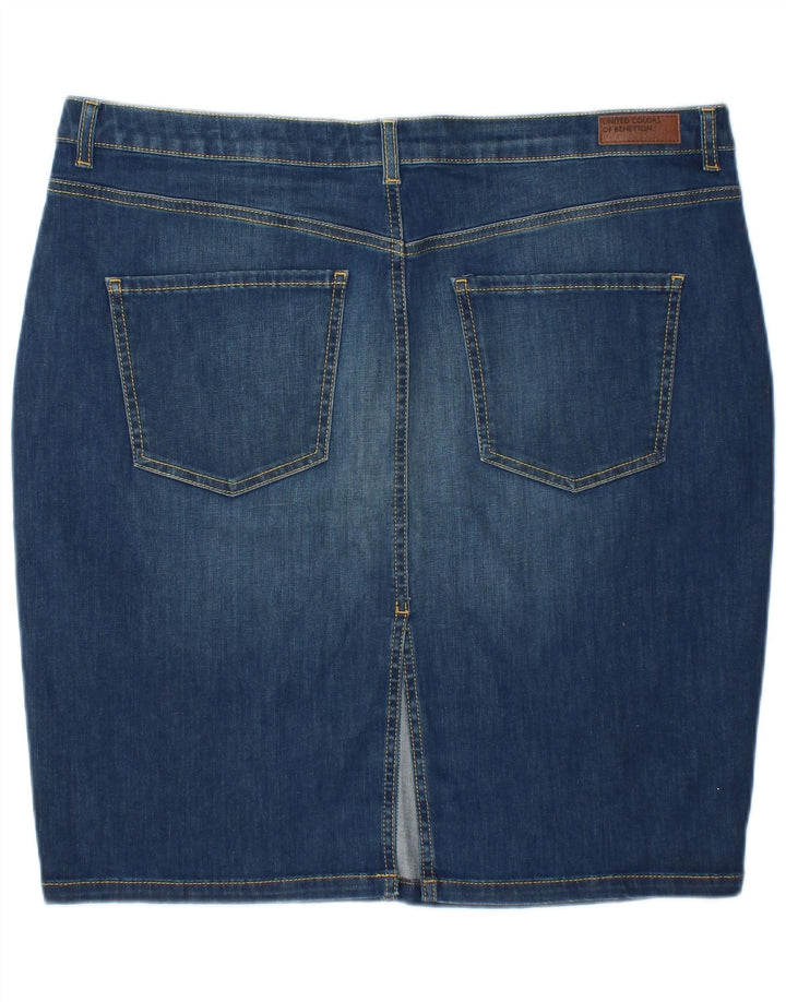 BENETTON Womens Denim Skirt W35 Large  Navy Blue Cotton