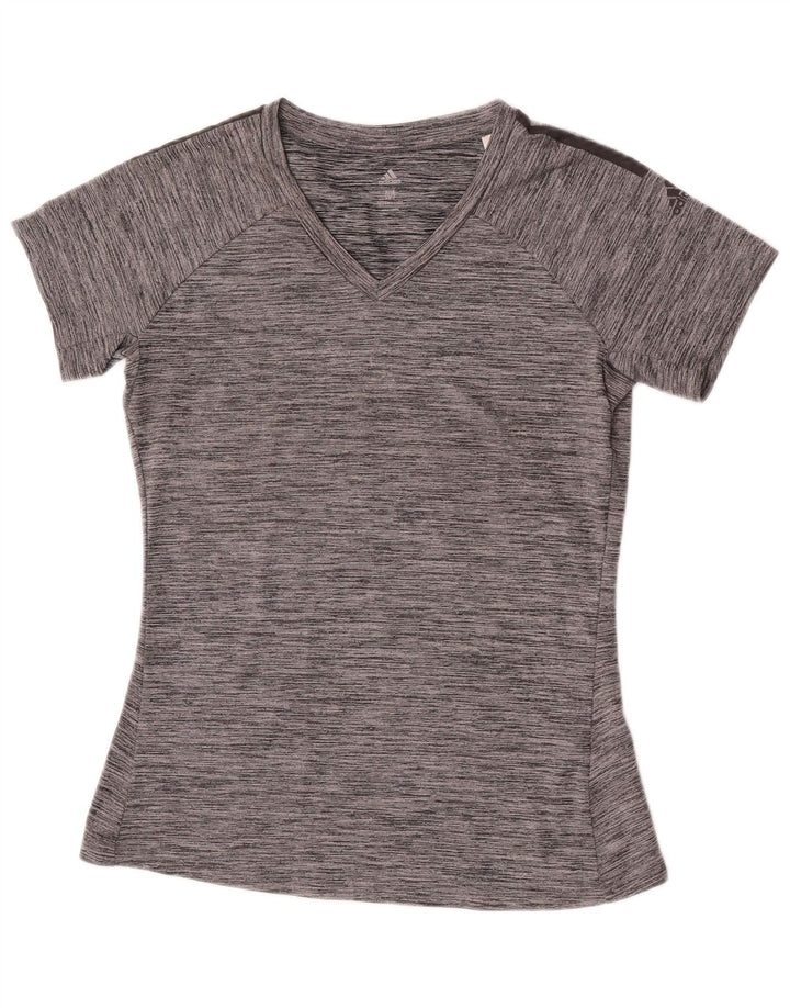 Adidas Mujer Climalite Camiseta Top UK 12 Medio Gris Moteado Poliéster