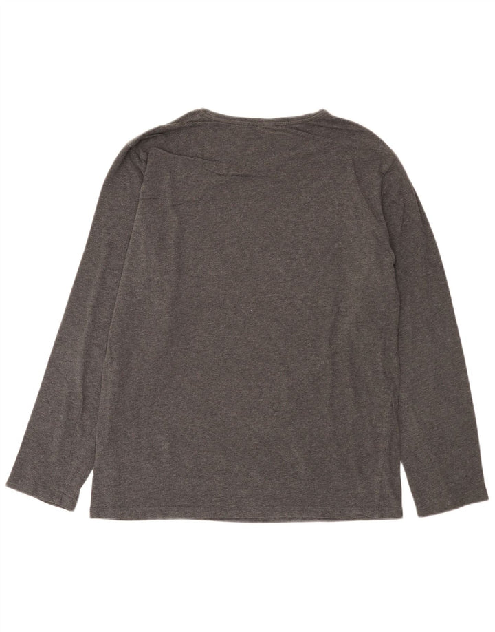 Hugo Boss Hombre | Top gráfico de manga larga de algodón gris medio