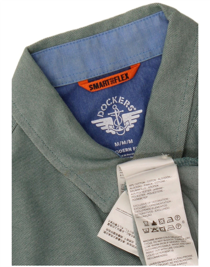 DOCKERS Camisa de manga corta de corte moderno para hombre de algodón verde medio