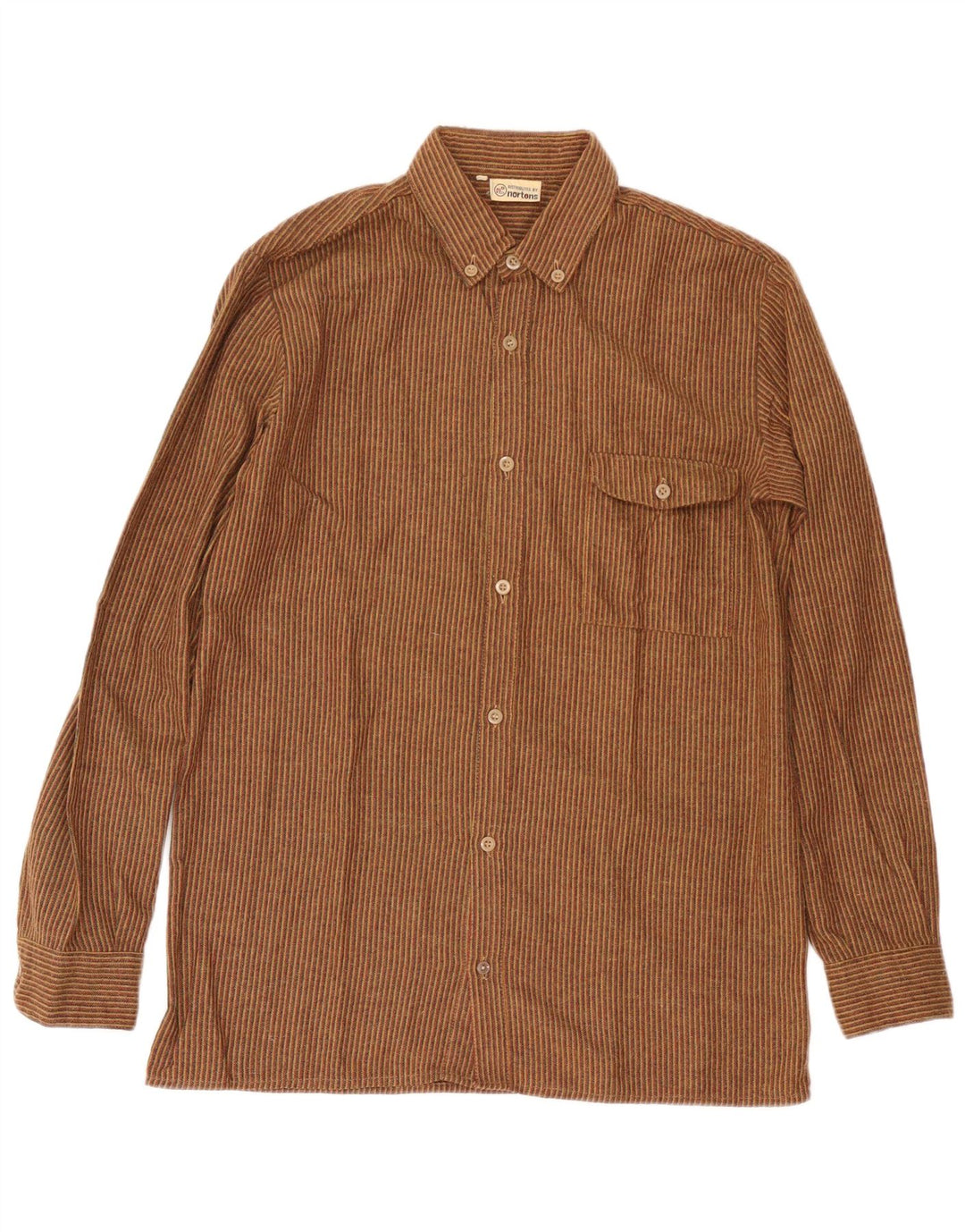 NORTONS Camisa de franela para hombre IT 50 Medium Brown Pinstripe