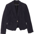 Zara Chaqueta Blazer De 1 Botón para Mujer UK 6 XS Algodón Azul Marino
