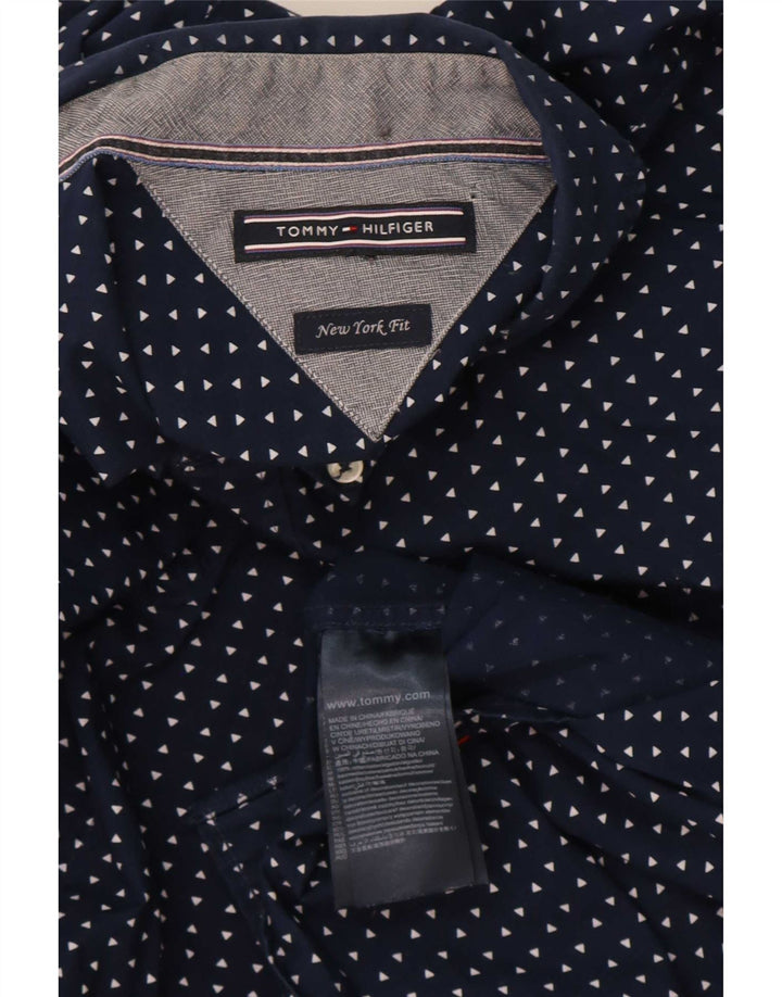 Camisa Tommy Hilfiger Hombre Algodón Geométrico Azul Marino Medio