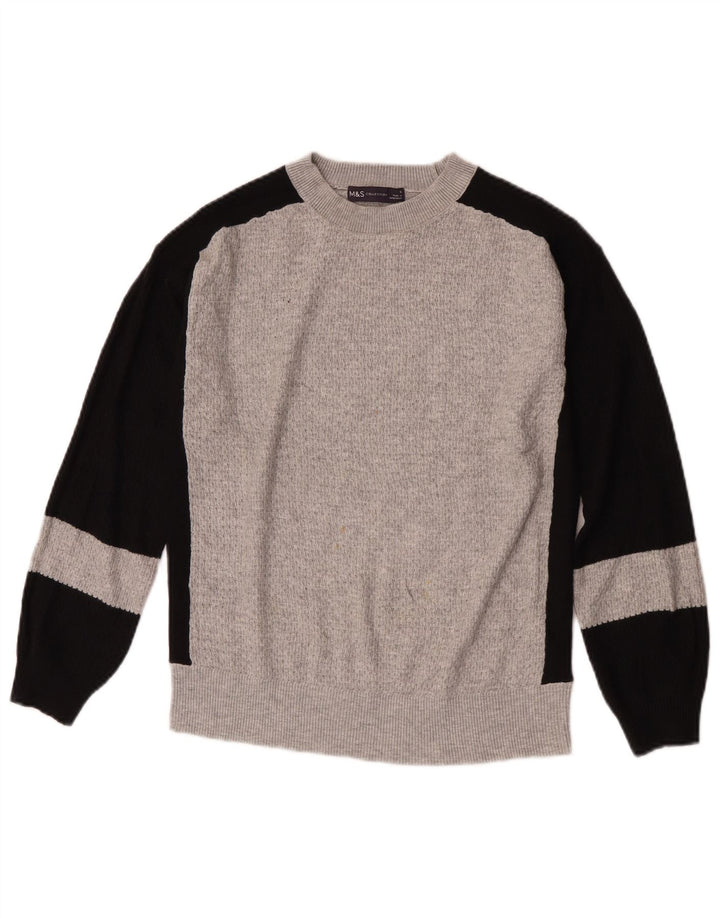 Marks & Spencer Suéter de cuello redondo para mujer UK 10 Small Grey
