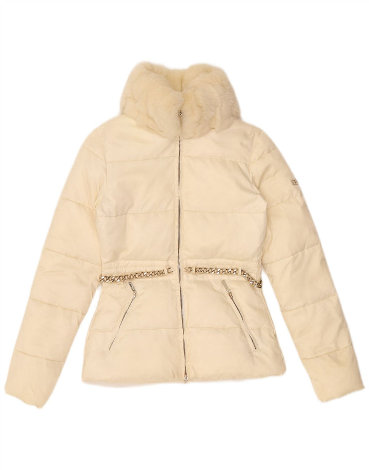 Chaqueta acolchada para mujer Elisabetta Franchi IT 42 Medium Off White Nylon