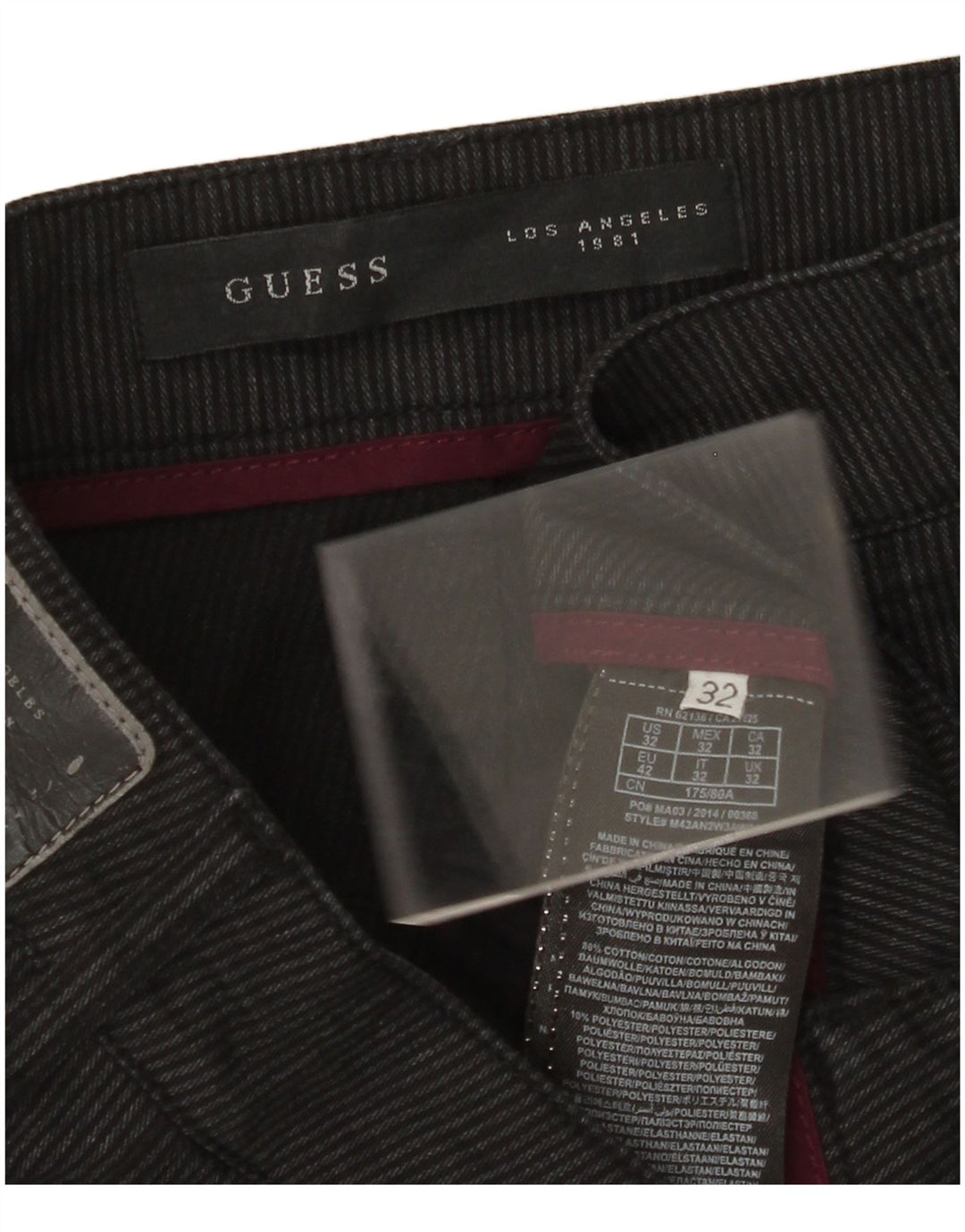 GUESS Pantalón casual recto para hombre W32 L30 Algodón a rayas negras