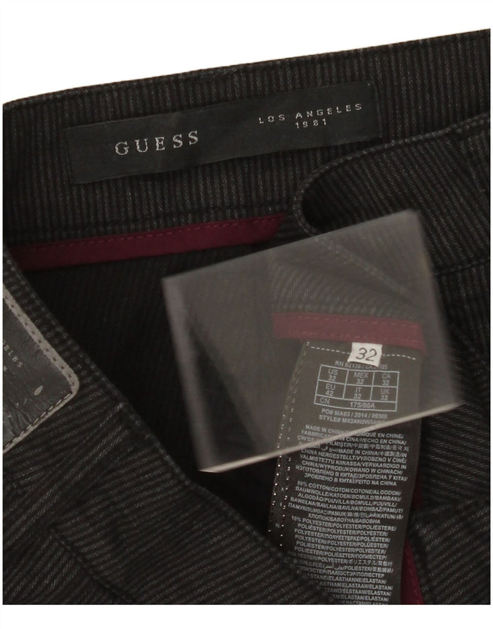 GUESS Pantalón casual recto para hombre W32 L30 Algodón a rayas negras