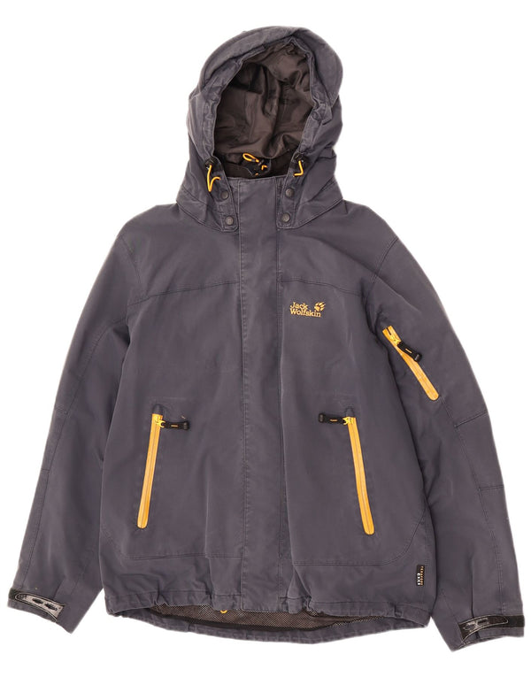 Jack Wolfskin Chaqueta impermeable con capucha para hombre UK 40/42 Large Azul marino Poliamida