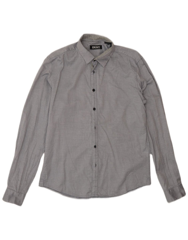 Camisa Dkny Hombre Grande Gris Algodón