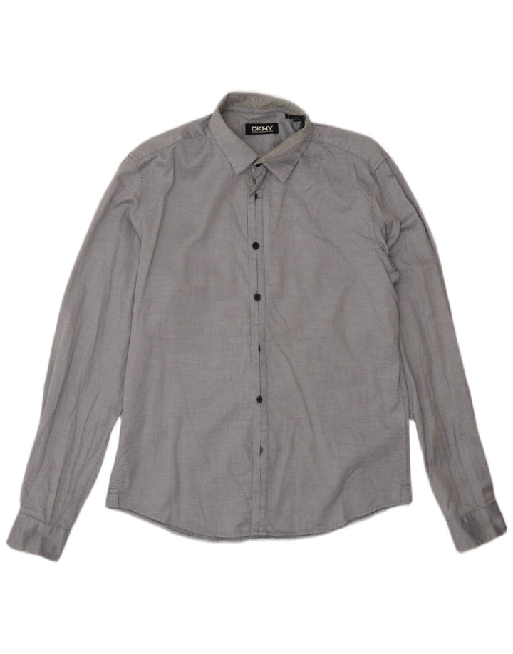 Camisa Dkny Hombre Grande Gris Algodón