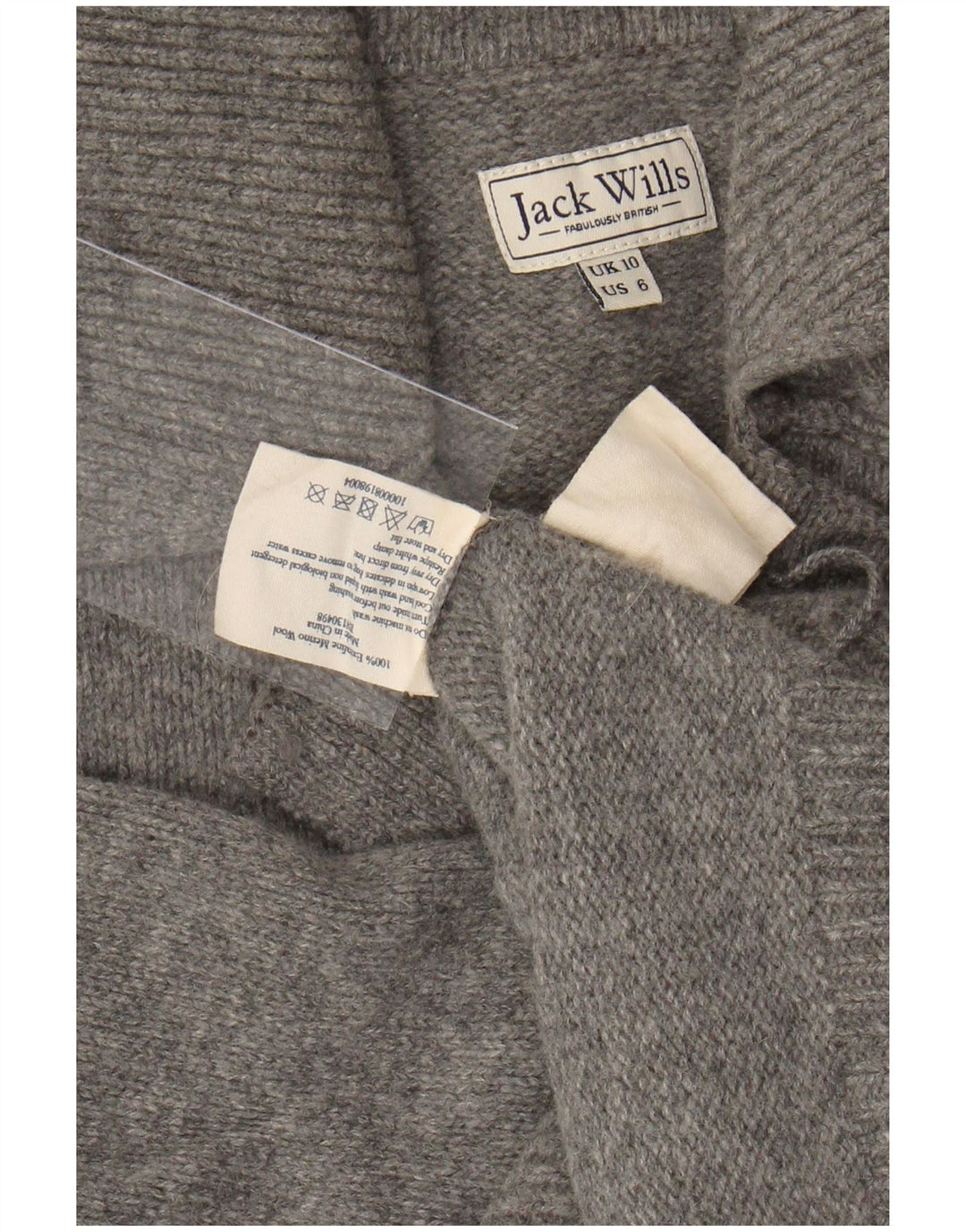 JACK WILLS Suéter tipo cárdigan extragrande para mujer UK 10 Small Grey