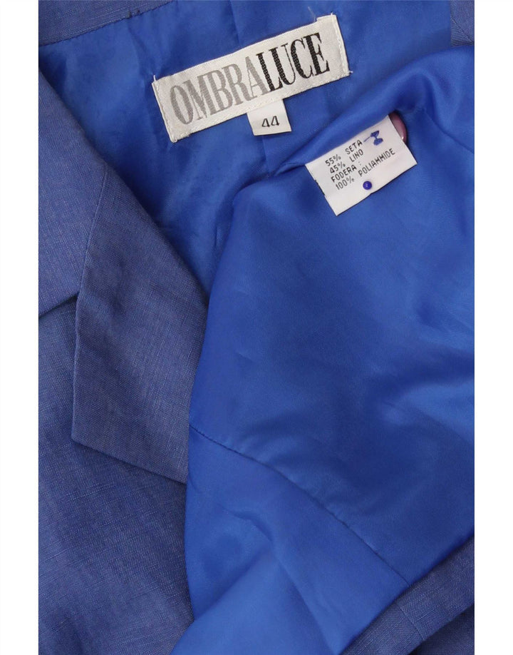 Ombraluce Chaqueta Blazer De 3 Botones Para Mujer IT 44 Seda Azul Mediana