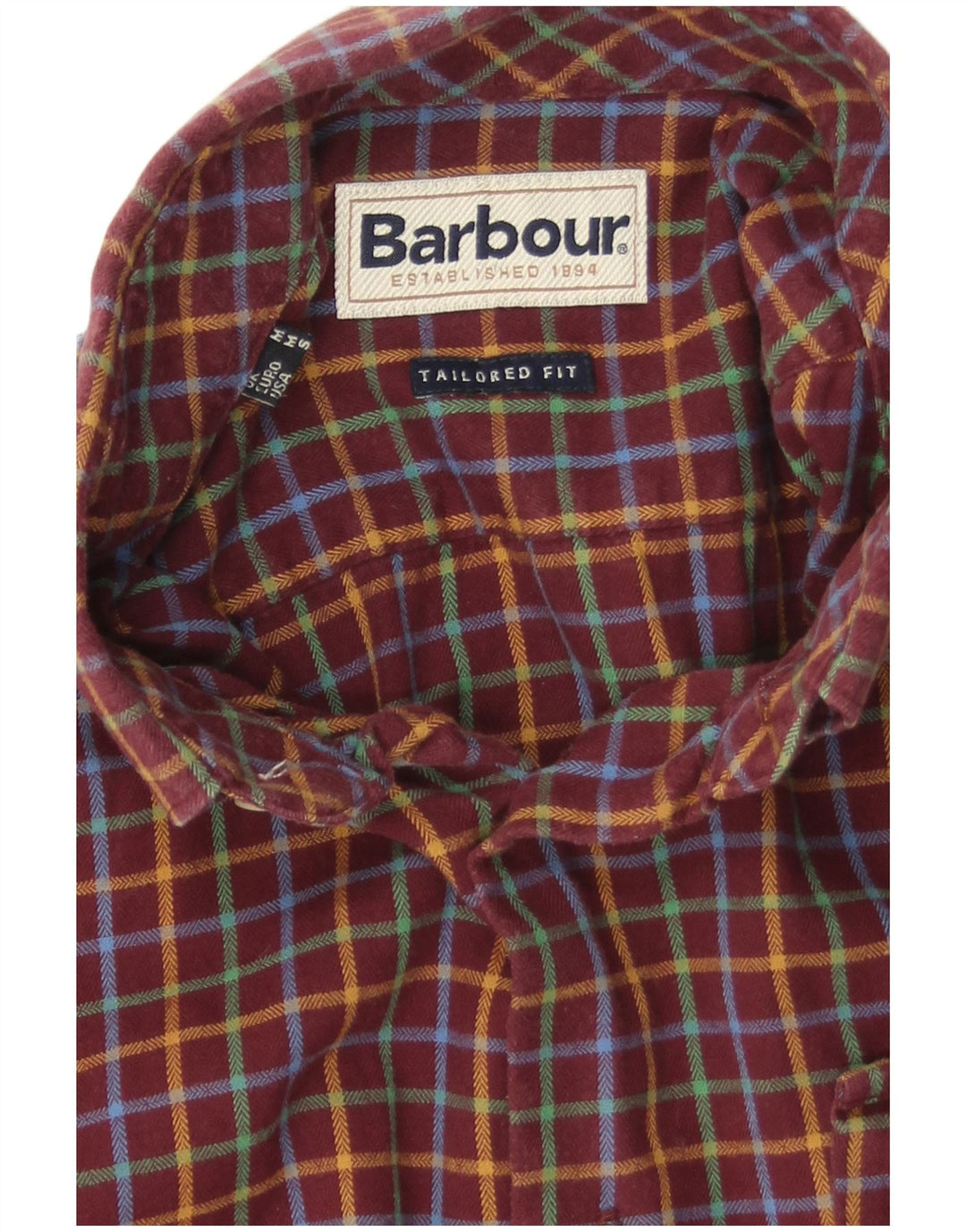 Barbour Camisa De Franela De Corte Entallado A Cuadros En Borgoña Mediano