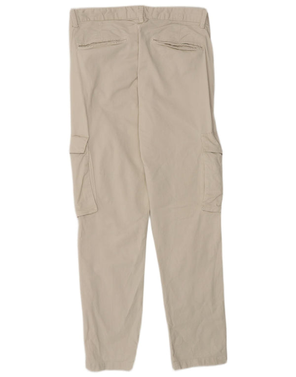 Zara Mens Slim Cargo Pantalones EU 38 Small W30 L28 Algodón Blanco Roto