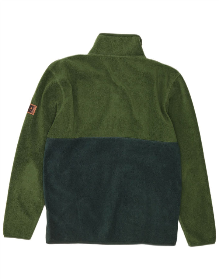 Jersey vintage de vellón con cuello y cremallera para hombre Poliéster color block verde medio
