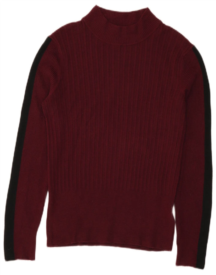 Marks & Spencer Jersey con cuello alto para mujer, talla 40, talla M, color burdeos