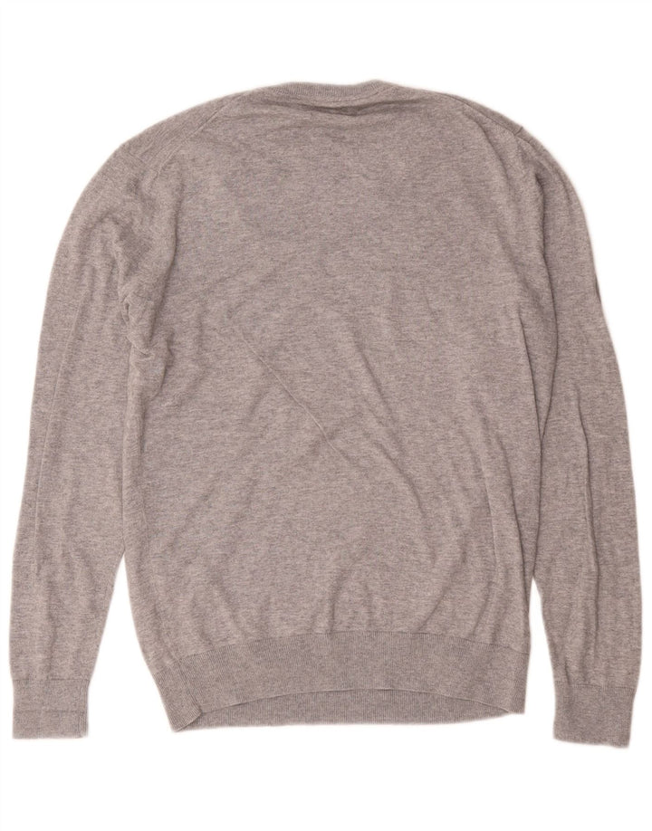 Zara Hombre Jersey Con Cuello En V Jersey Grande De Algodón Moteado Gris