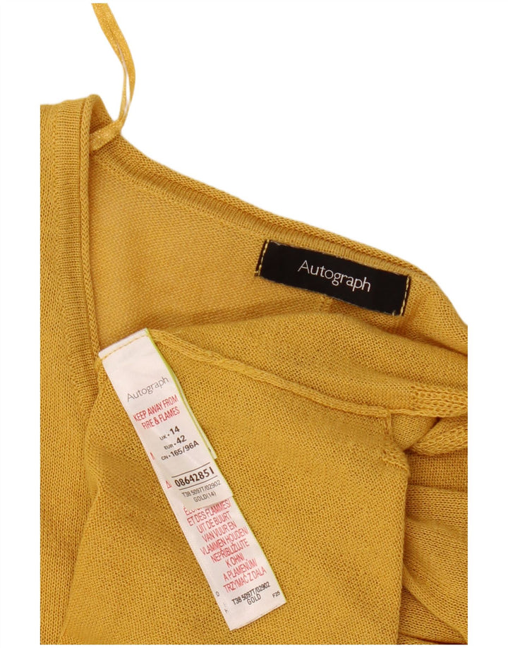 Marks & Spencer Blusa extragrande corta con autógrafo para mujer, talla 40, talla grande, color dorado