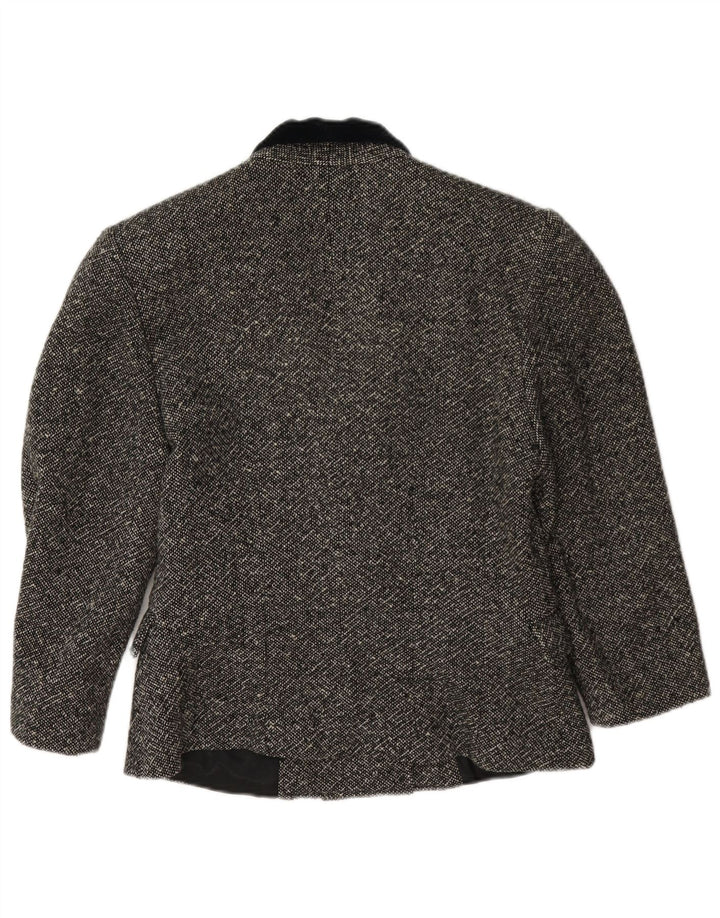 Vintage mujer 3/4 manga doble pecho chaqueta blazer IT 42 gris medio