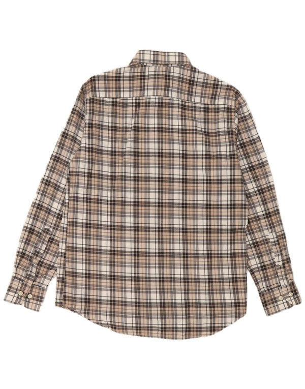 Camisa de franela de ajuste regular Carrera de algodón a cuadros multicolor mediano para hombre