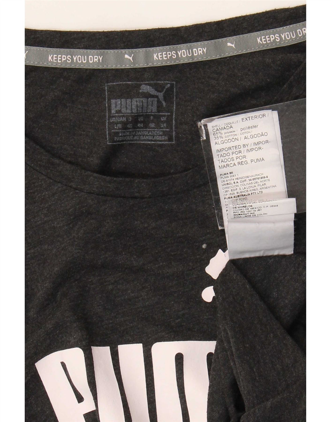 Puma Camiseta gráfica para mujer Top UK 44 Poliéster gris medio