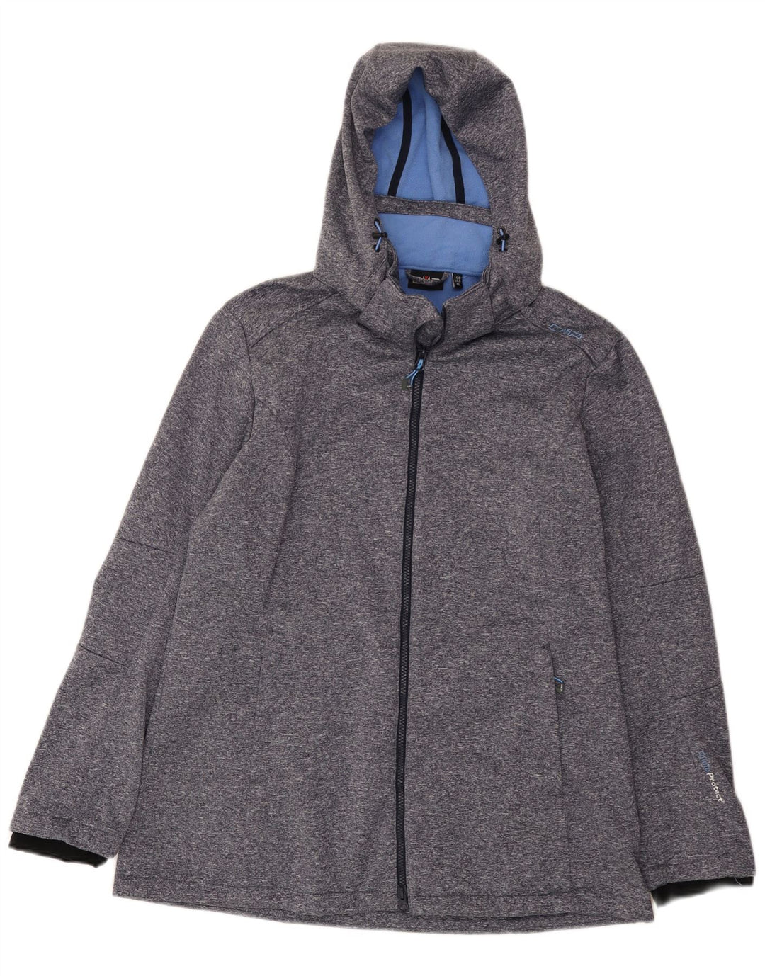 CMP Chaqueta cortavientos con capucha para mujer UK 40 XL Poliéster moteado azul