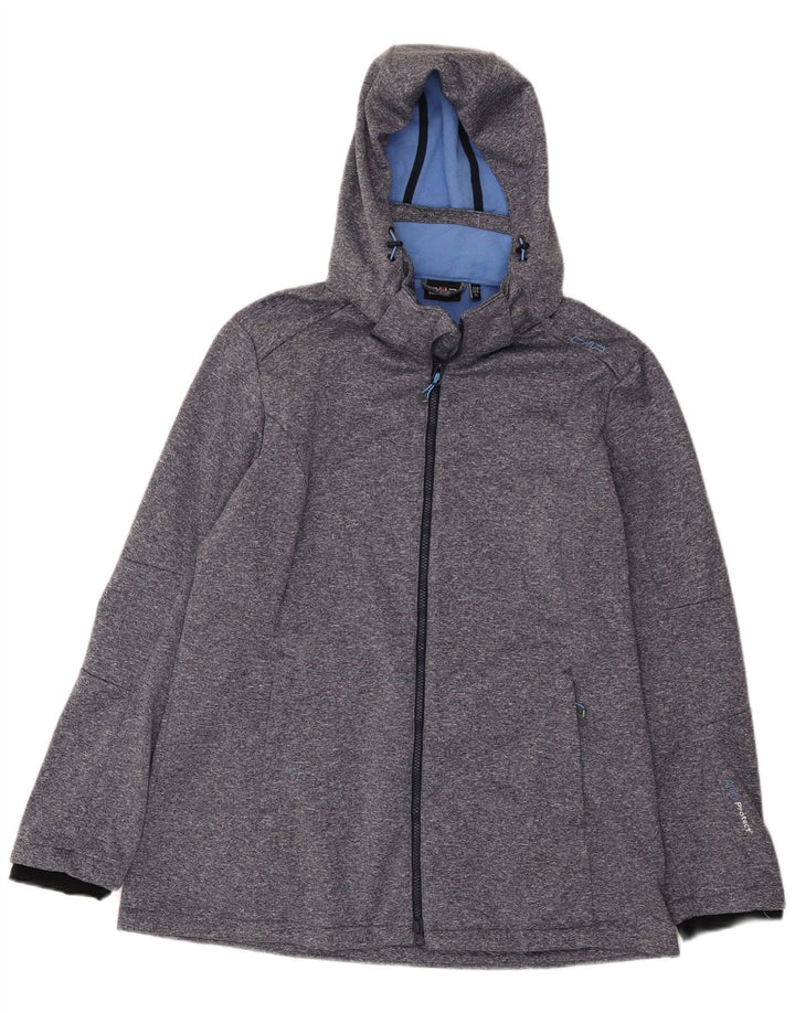 CMP Chaqueta cortavientos con capucha para mujer UK 40 XL Poliéster moteado azul