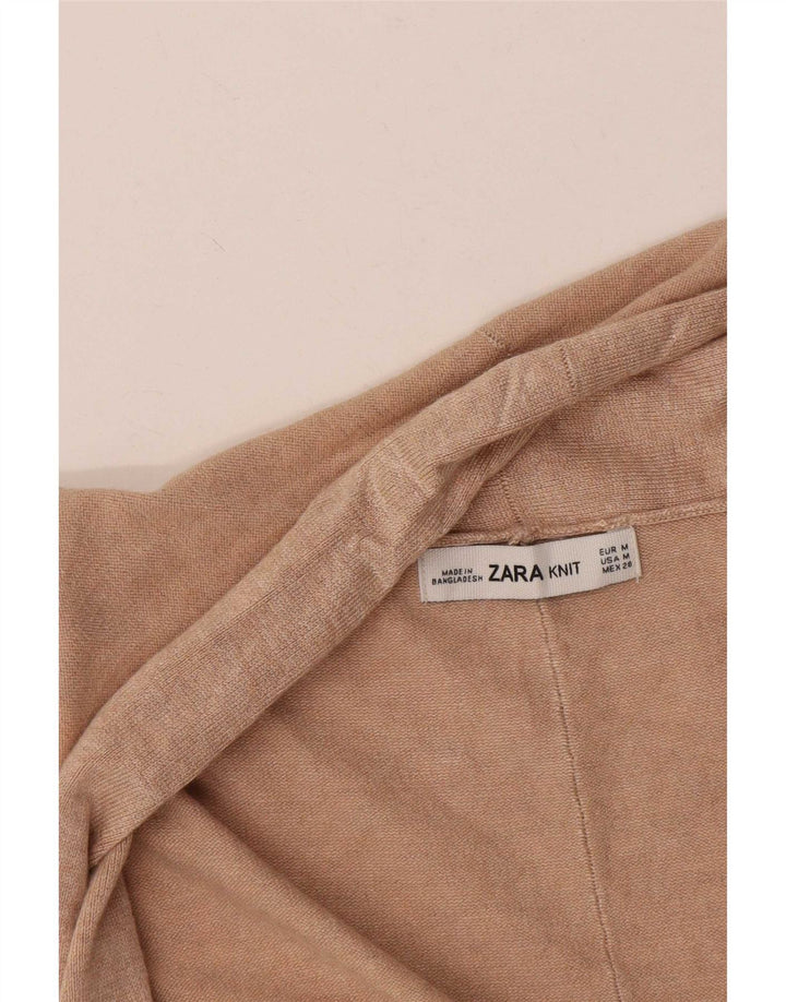 Zara Mujer Longline Open Cardigan Suéter UK 44 Medio Beige