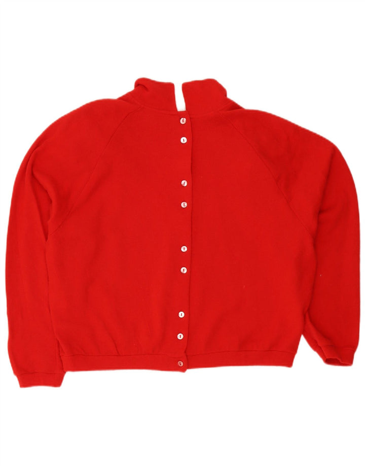 Stefanel Suéter extragrande con cuello tipo polo para mujer, talla 44, color rojo medio