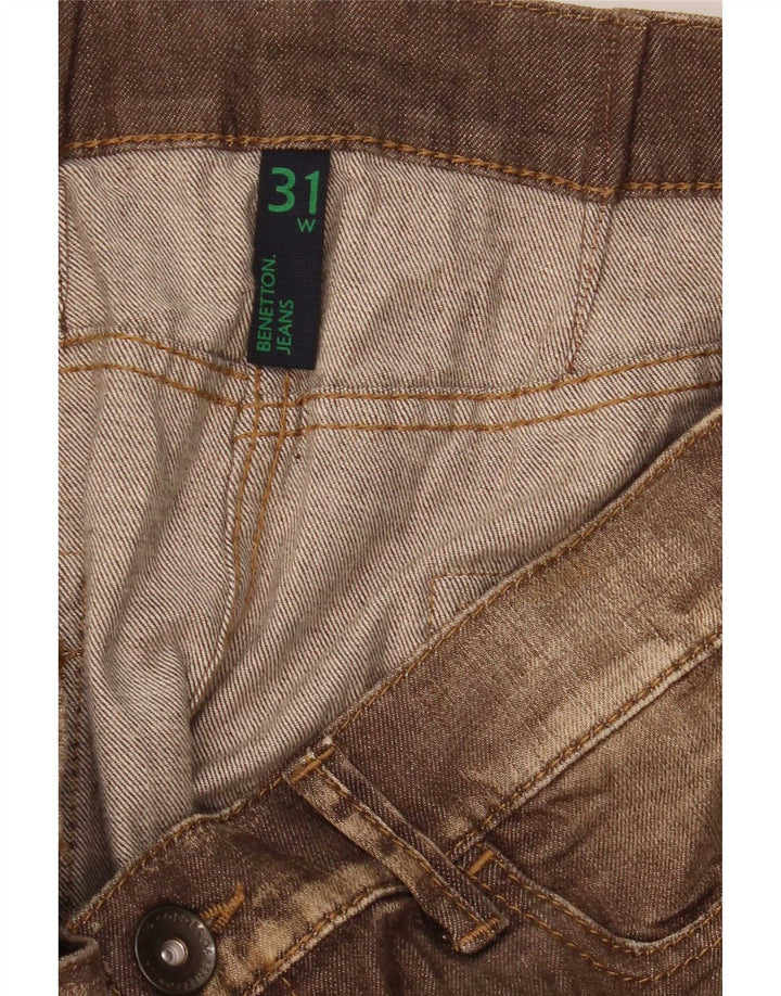 Benetton Minifalda Vaquera De Talle Bajo W31 Marrón Medio