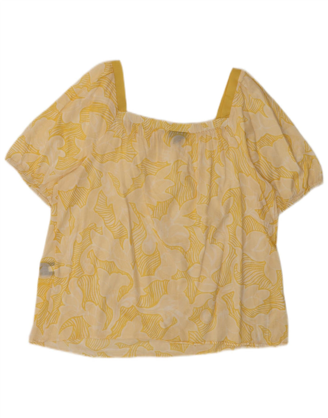 MOSSIMO Blusa corta para mujer Top UK 46 Algodón floral amarillo grande
