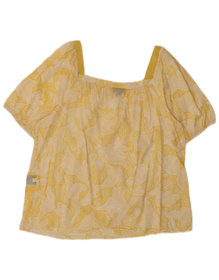 MOSSIMO Blusa corta para mujer Top UK 46 Algodón floral amarillo grande