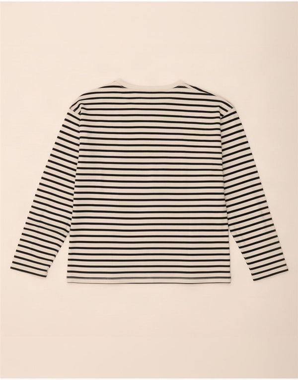 Zara Mujer Top Manga Larga UK 44 Algodón Rayas Blanco Mediano