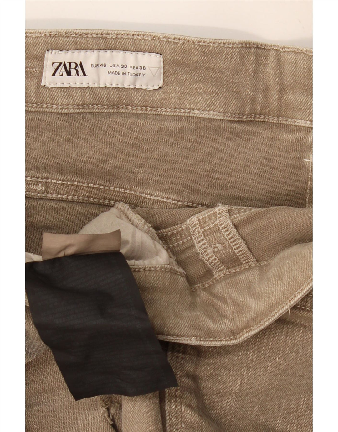 ZARA Pantalones cortos de mezclilla desgastados para hombre EU 46 XL W36 Caqui