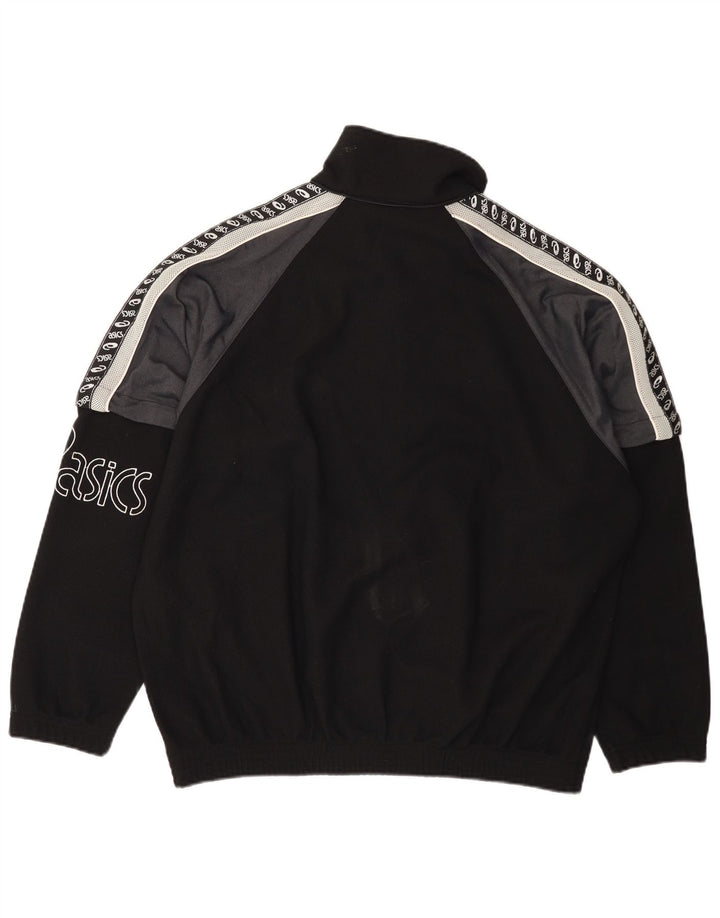 Asics Hombre Gráfico Chándal Top Chaqueta Grande Negro Colorblock