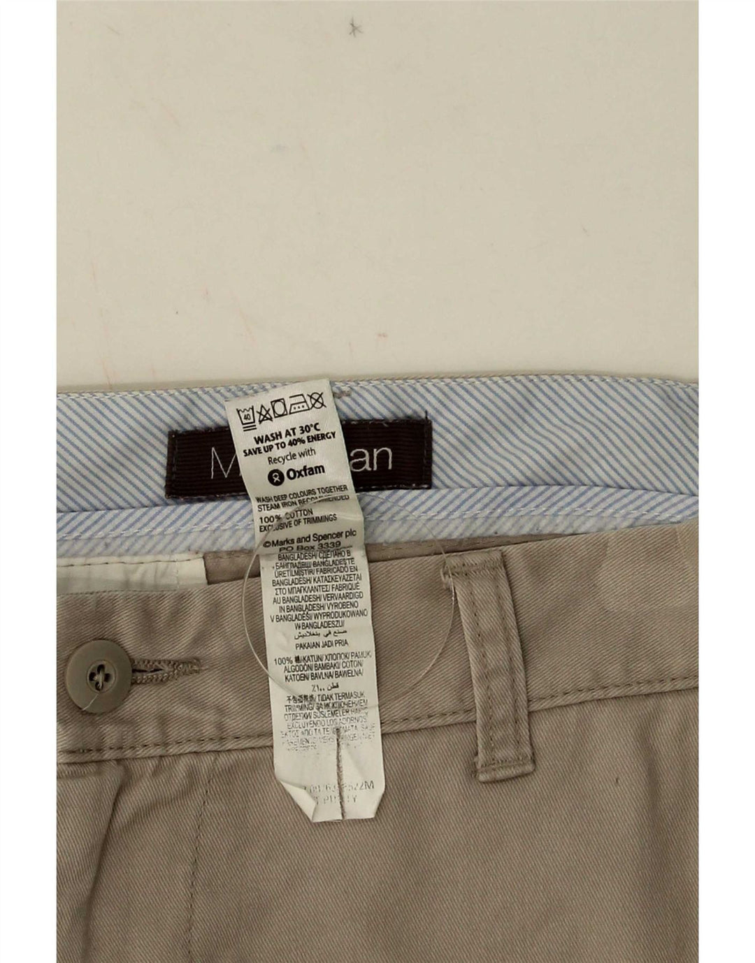 Marks & Spencer Pantalones cortos chinos para hombre W34 Algodón beige grande