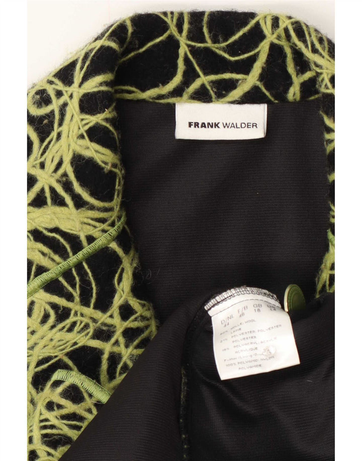 Chaqueta tipo blazer con 3 botones y estampado abstracto para mujer UK 40 XL Lana verde