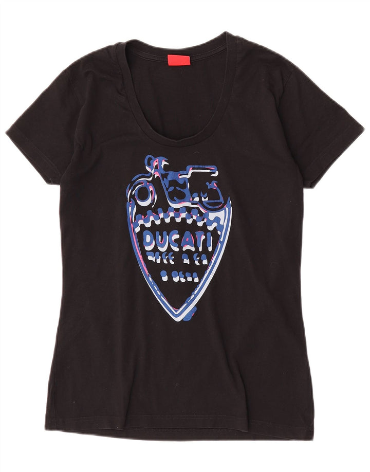 Ducati Camiseta gráfica para mujer Top UK 12 Medium Black Cotton