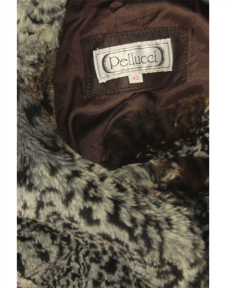 Vintage mujer oversize Gilet EU 42 Gran estampado animal multicolor