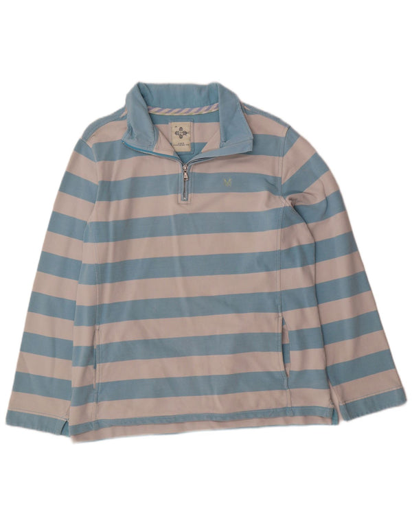 Crew Clothing - Sudadera con cuello y cremallera para mujer, talla 40, XL, color azul a rayas