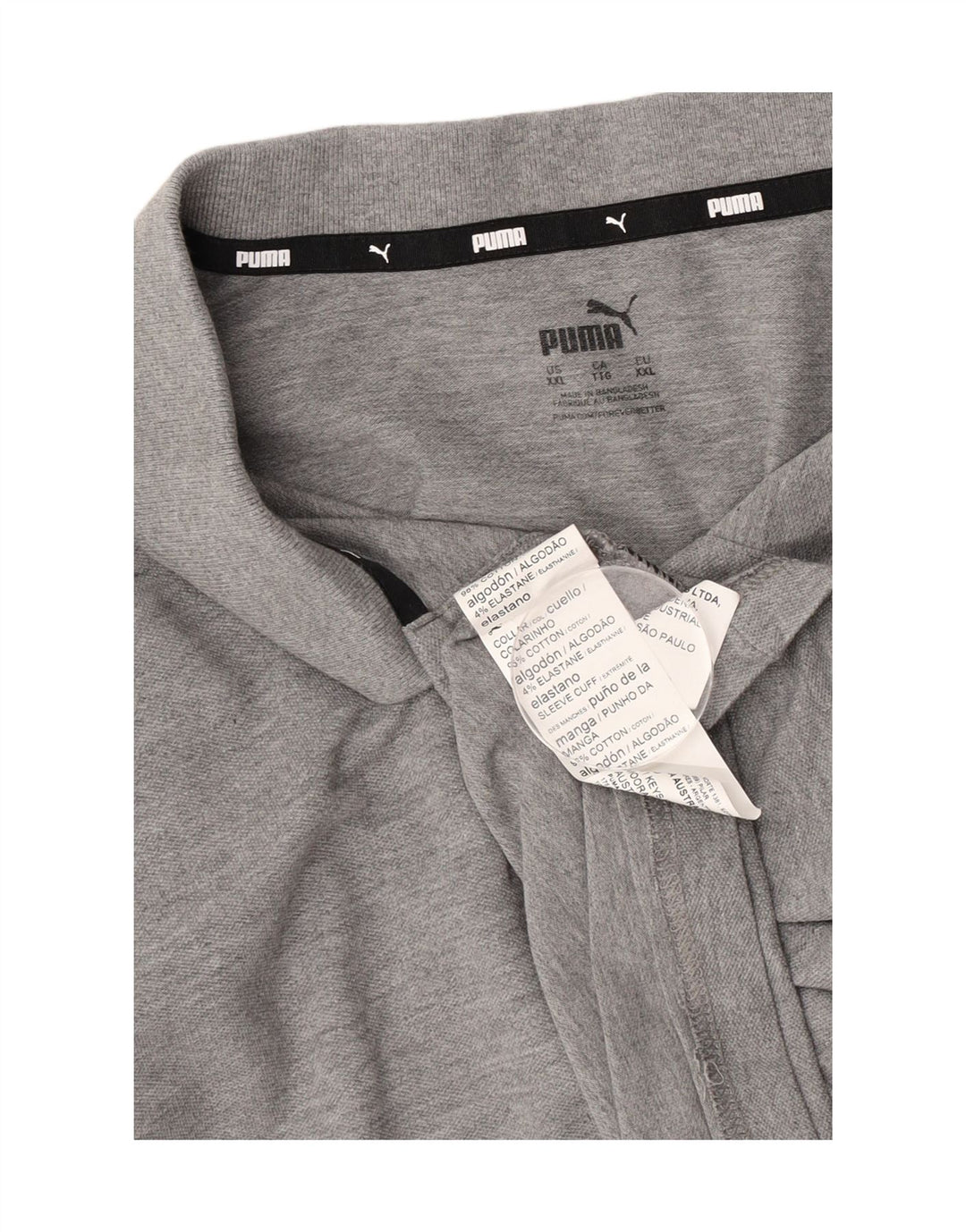 Puma Polo para hombre 2XL Algodón moteado gris