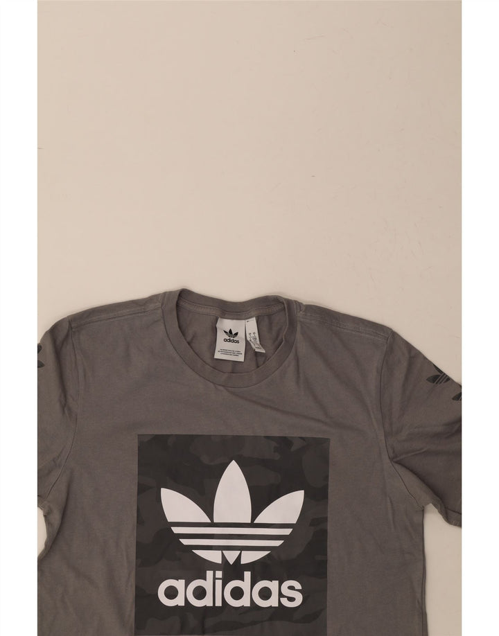 ADIDAS Mens Graphic T-Shirt Top Small Grey Cotton Vintage Adidas and Second-Hand Adidas from Messina Hembry 