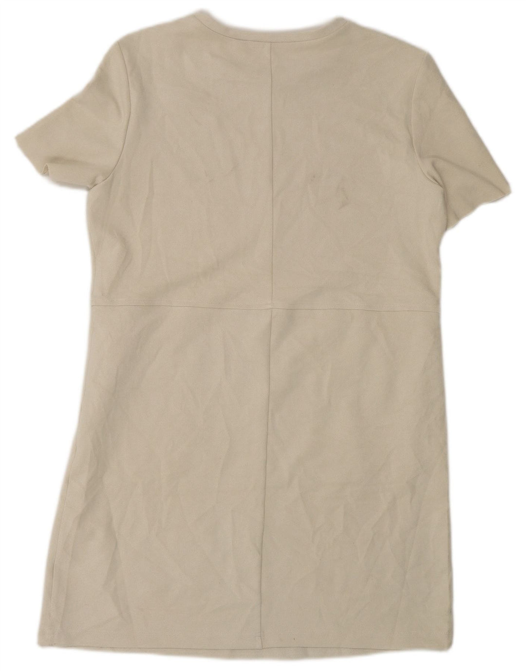 Zara Mujer Vestido Recto UK 44 Poliéster Beige Medio