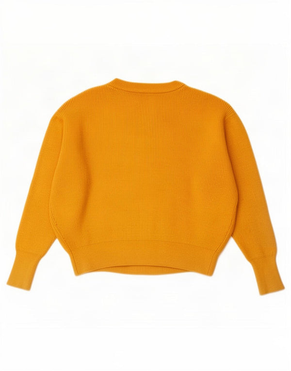 Zara Womens Crop Oversized Boat Neck Jumper Sweater UK 10 Small Yellow