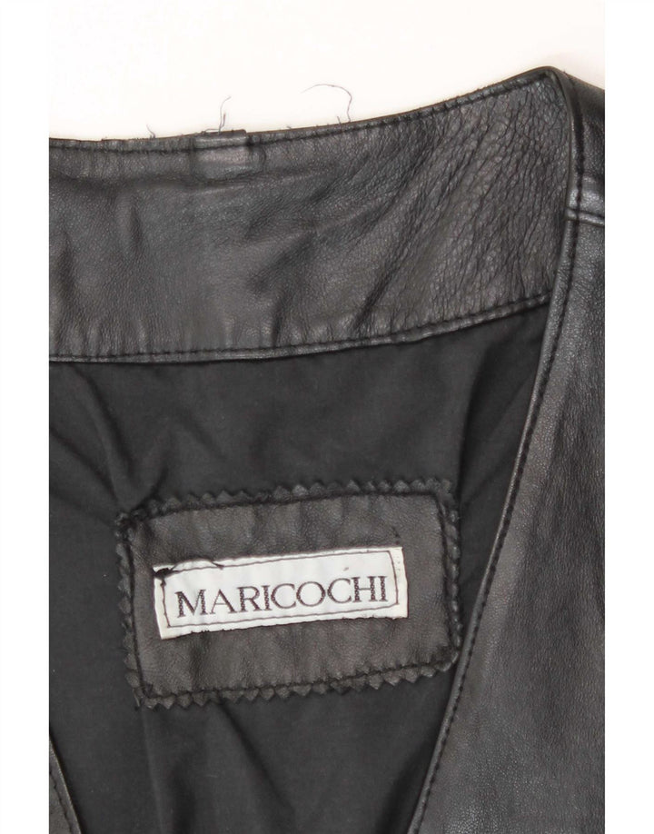 Chaleco de cuero vintage para hombre grande negro