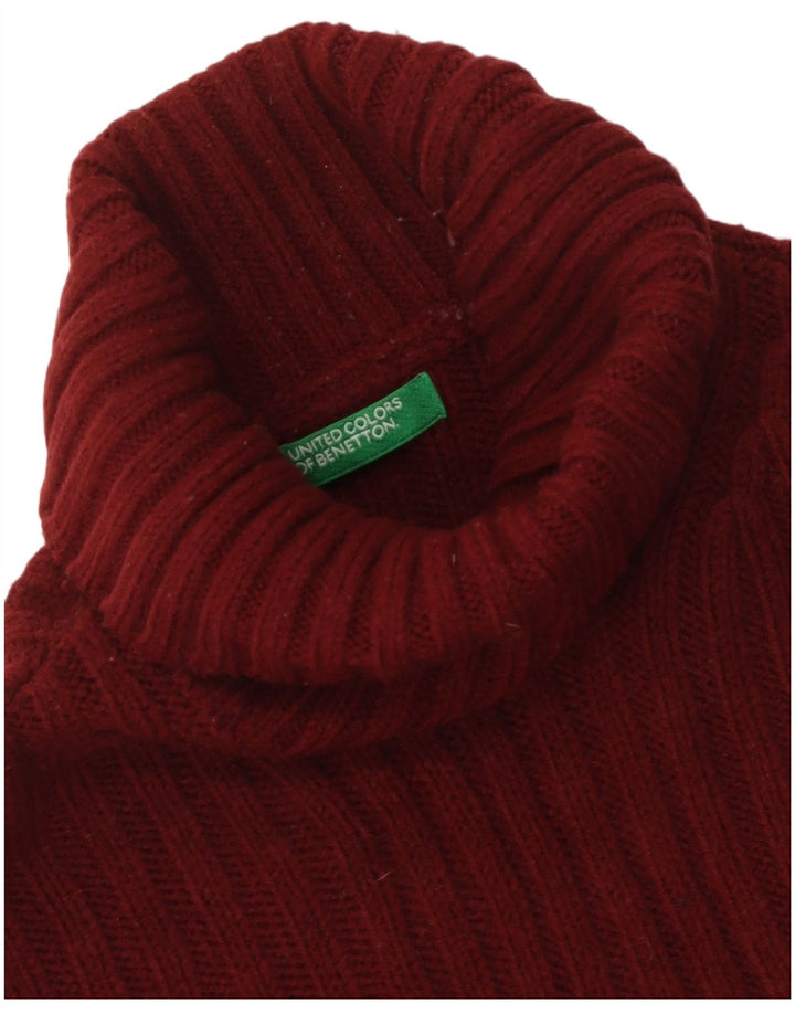 Benetton Jersey Con Cuello Vuelto Para Hombre Pequeño Burdeos