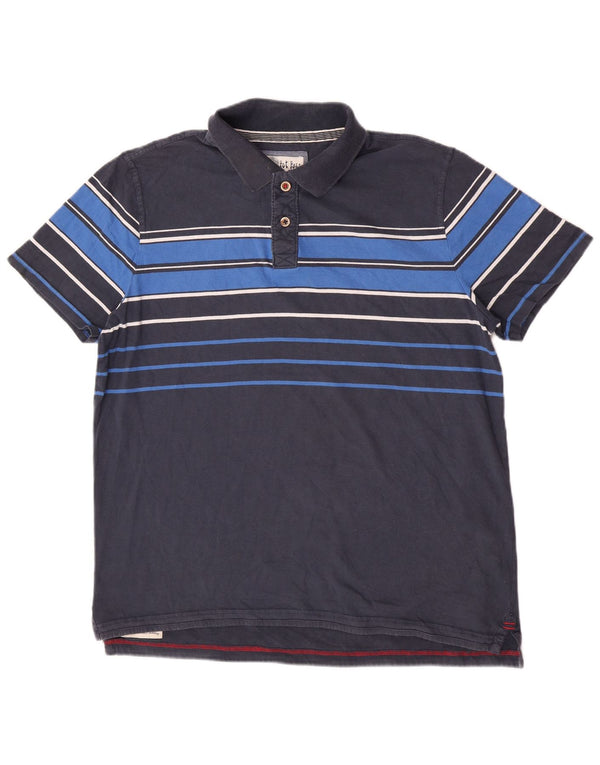 Polo de rugby para hombre Fat Face XL de algodón a rayas azul marino