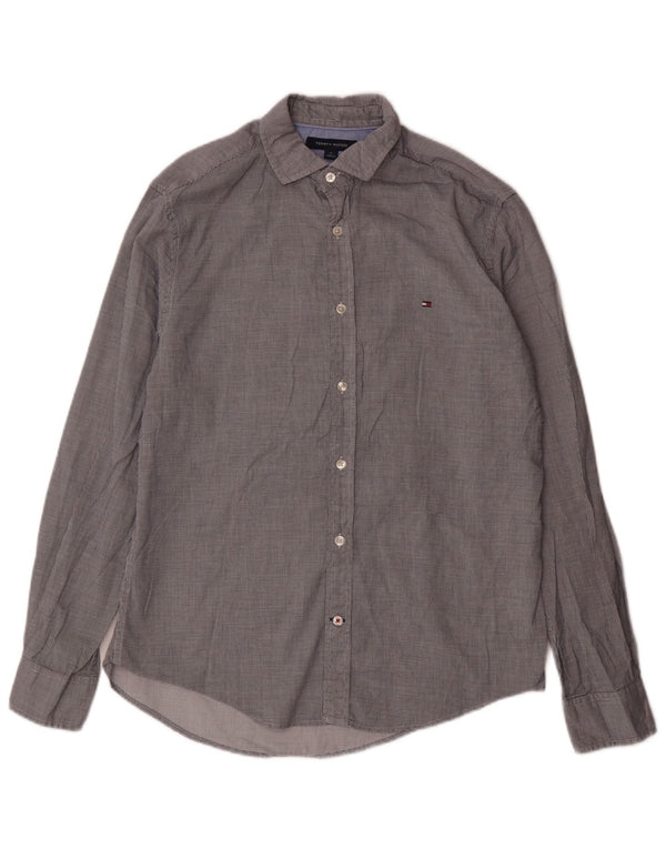 TOMMY HILFIGER Camisa de hombre de algodón a cuadros gris medio