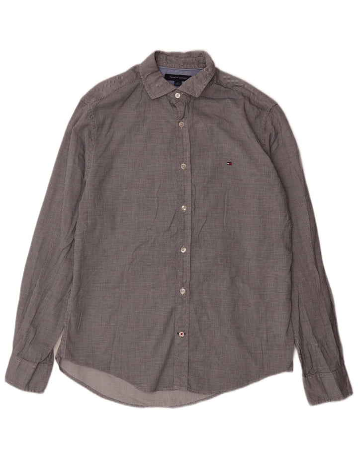 TOMMY HILFIGER Camisa de hombre de algodón a cuadros gris medio
