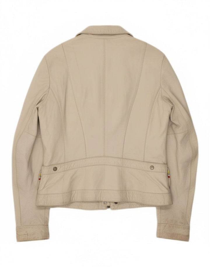 Kor@Kor Chaqueta de cuero para mujer IT 48 XL Cuero blanco roto